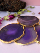 Brazilian Agate Coaster (Yellow Gold Plating)