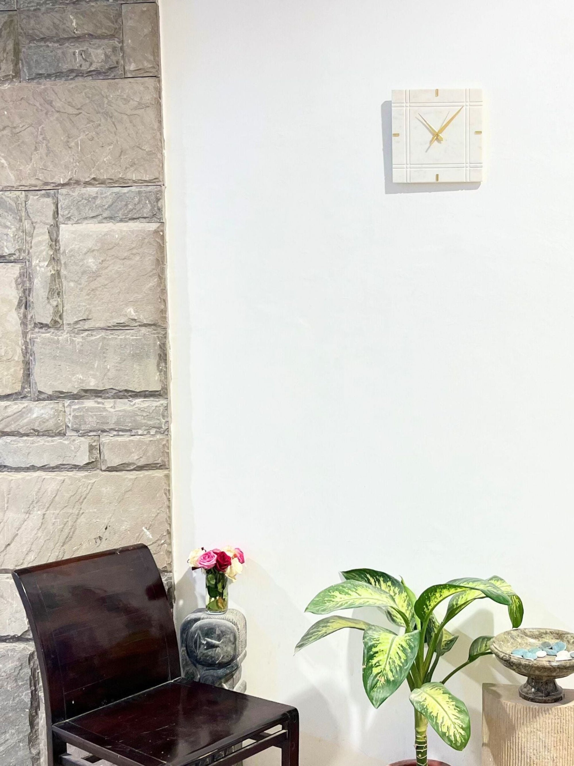 Marble Wall Clock - White
