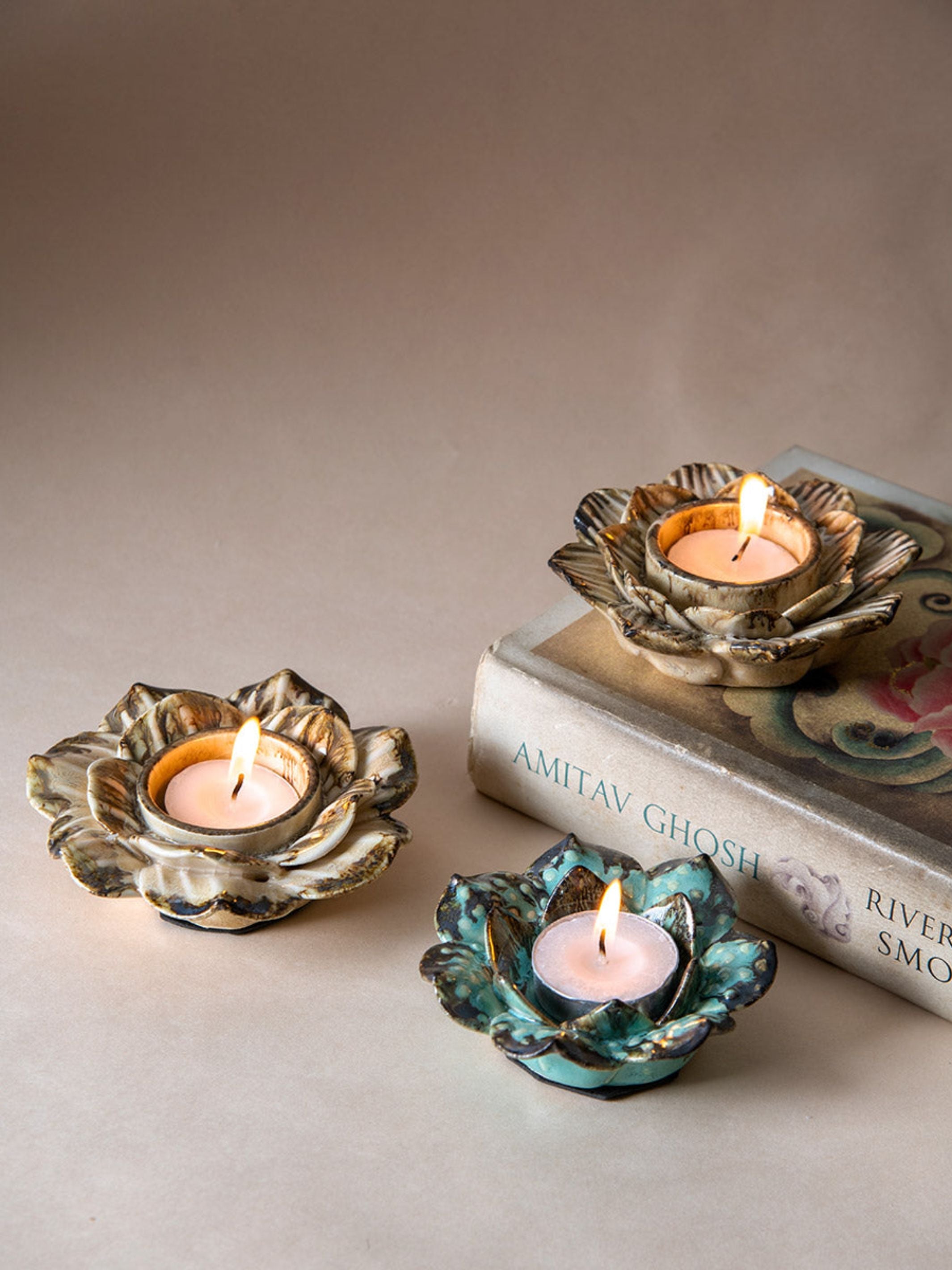 Festive Tea Light Holders Gift Box - Set of 3