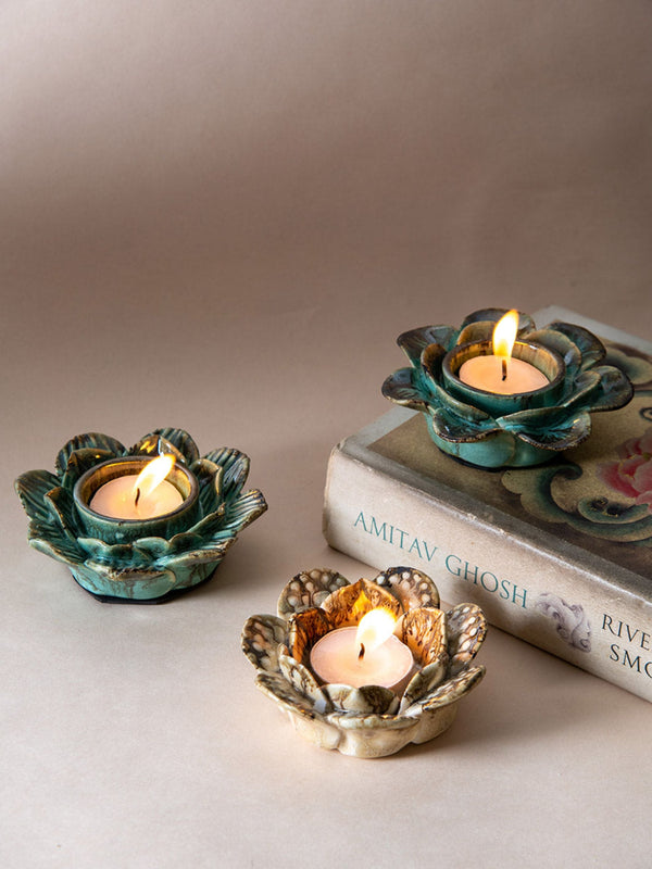 Festive Tea Light Holders Gift Box - Set of 3