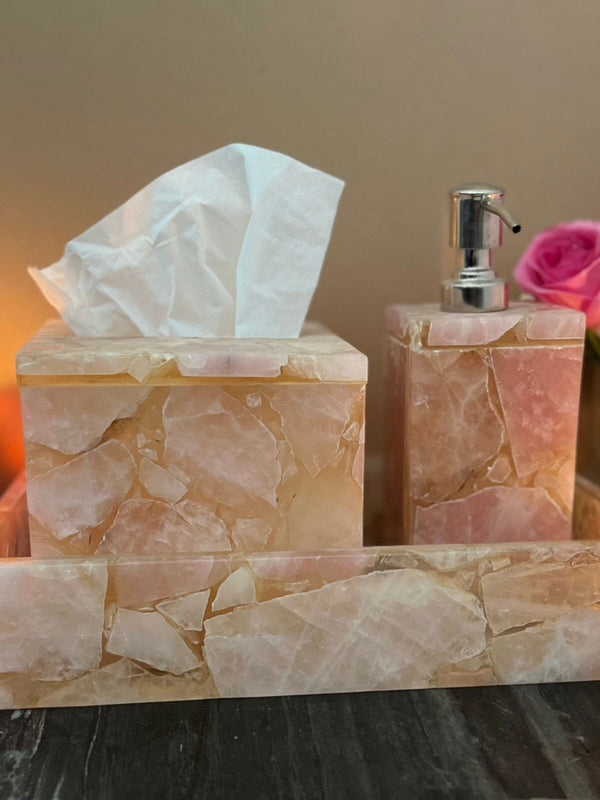 Rose Quartz Vanity Set ( Set of 3 )