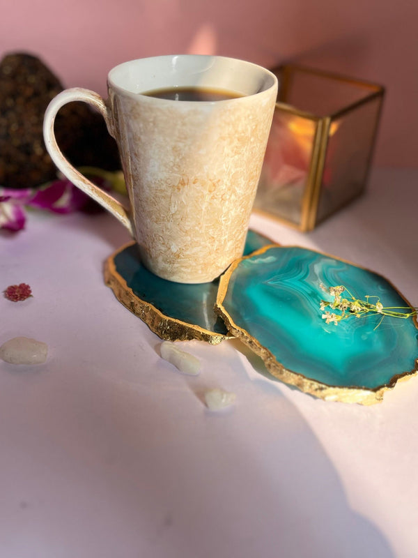 Brazilian Agate Coaster (Yellow Gold Plating)