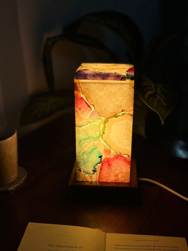 Multicolour Agate Table Lamp