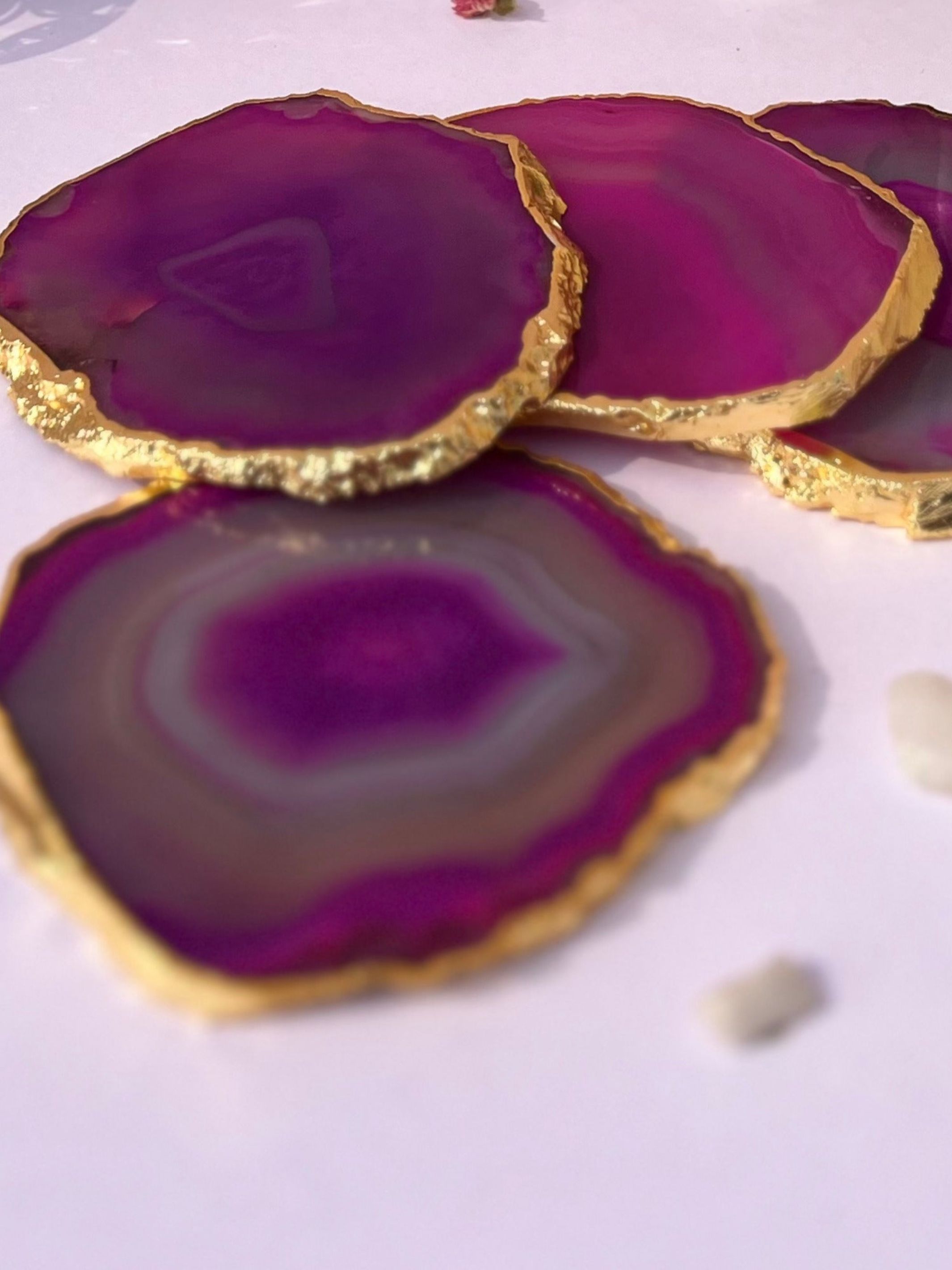 Brazilian Agate Coaster (Yellow Gold Plating)