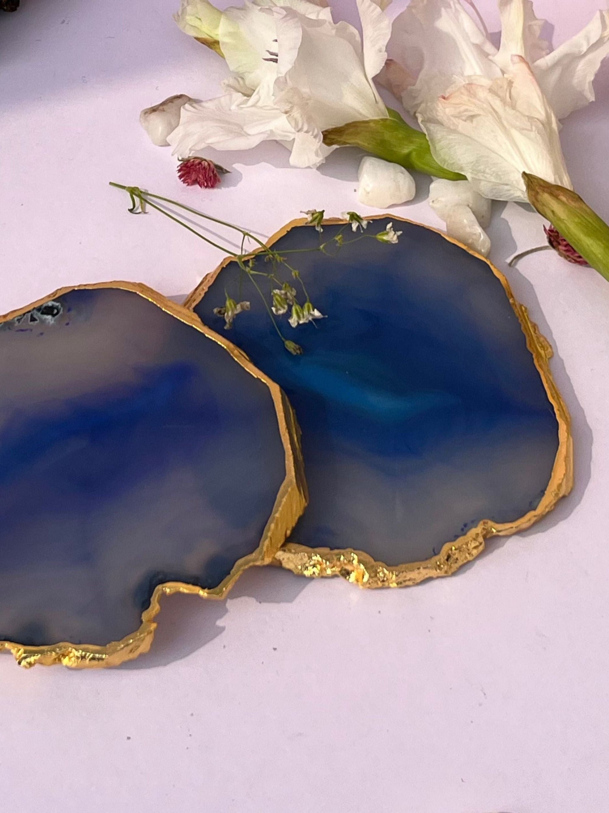 Brazilian Agate Coaster (Yellow Gold Plating)