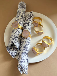 Natural Rose Quartz Napkin Rings( Set of 6)