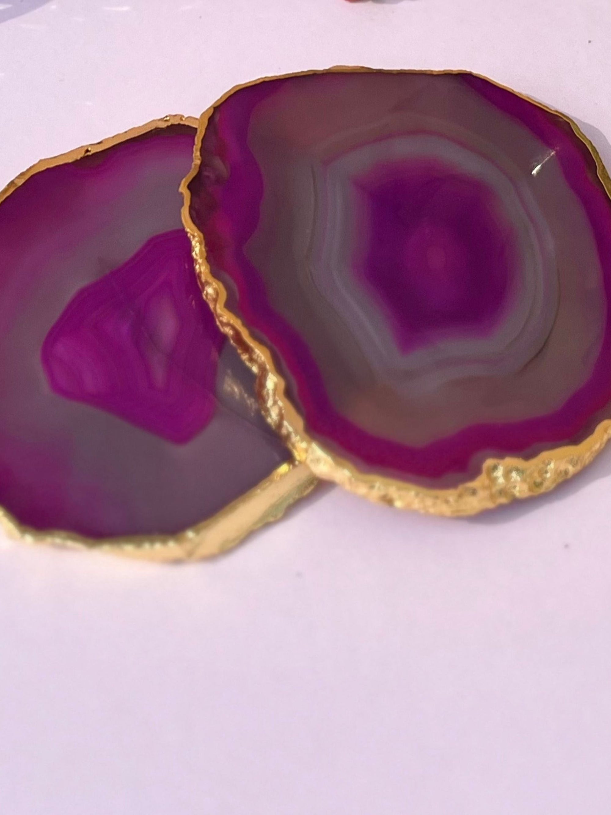 Brazilian Agate Coaster (Yellow Gold Plating)