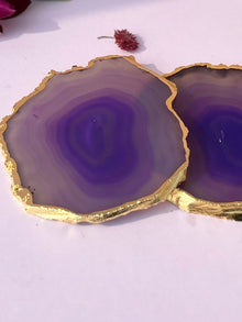 Brazilian Agate Coaster (Yellow Gold Plating)