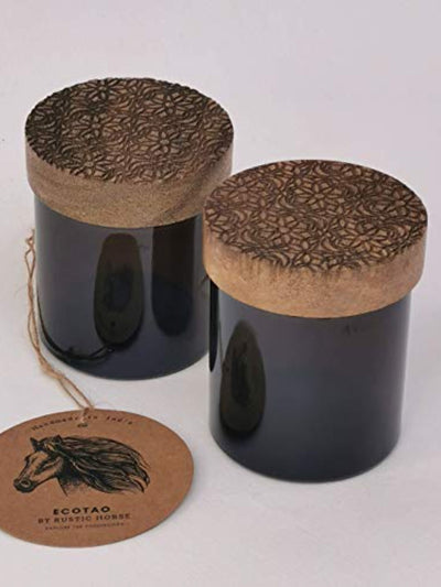 Artsy Wood and Glass 100ml jar Set of 2 Zentangle