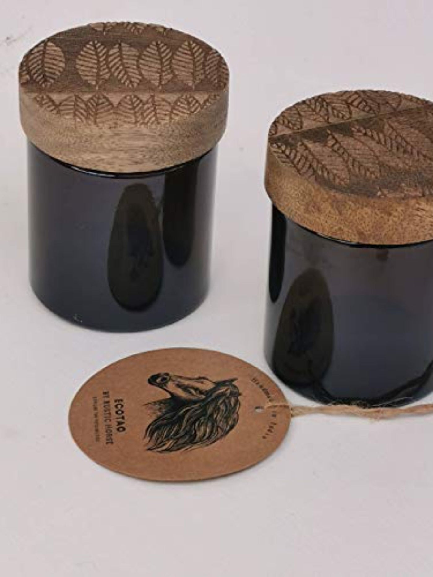Artsy Wood and Glass 100ml jar Set of 2 Tropical