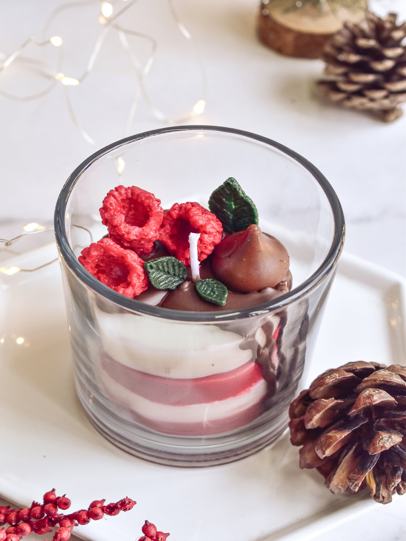 White Chocolate & Red Velvet Mousse Christmas Candle