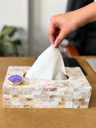 Mother of Pearl Tissue Box Holder with Agate