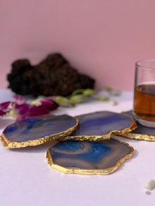 Brazilian Agate Coaster (Yellow Gold Plating)