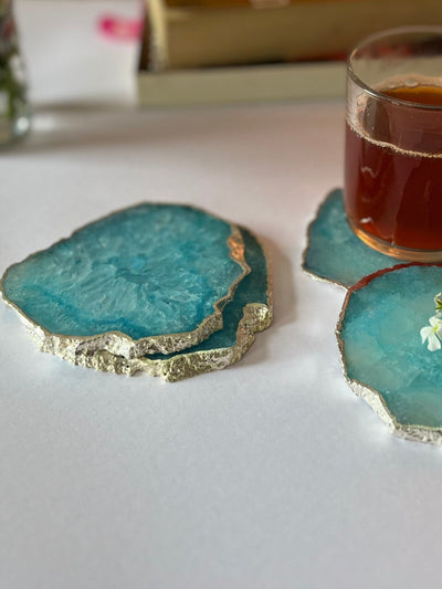 Crystal Agate Coaster (Silver Plated)