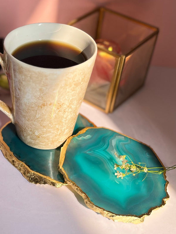 Brazilian Agate Coaster (Yellow Gold Plating)