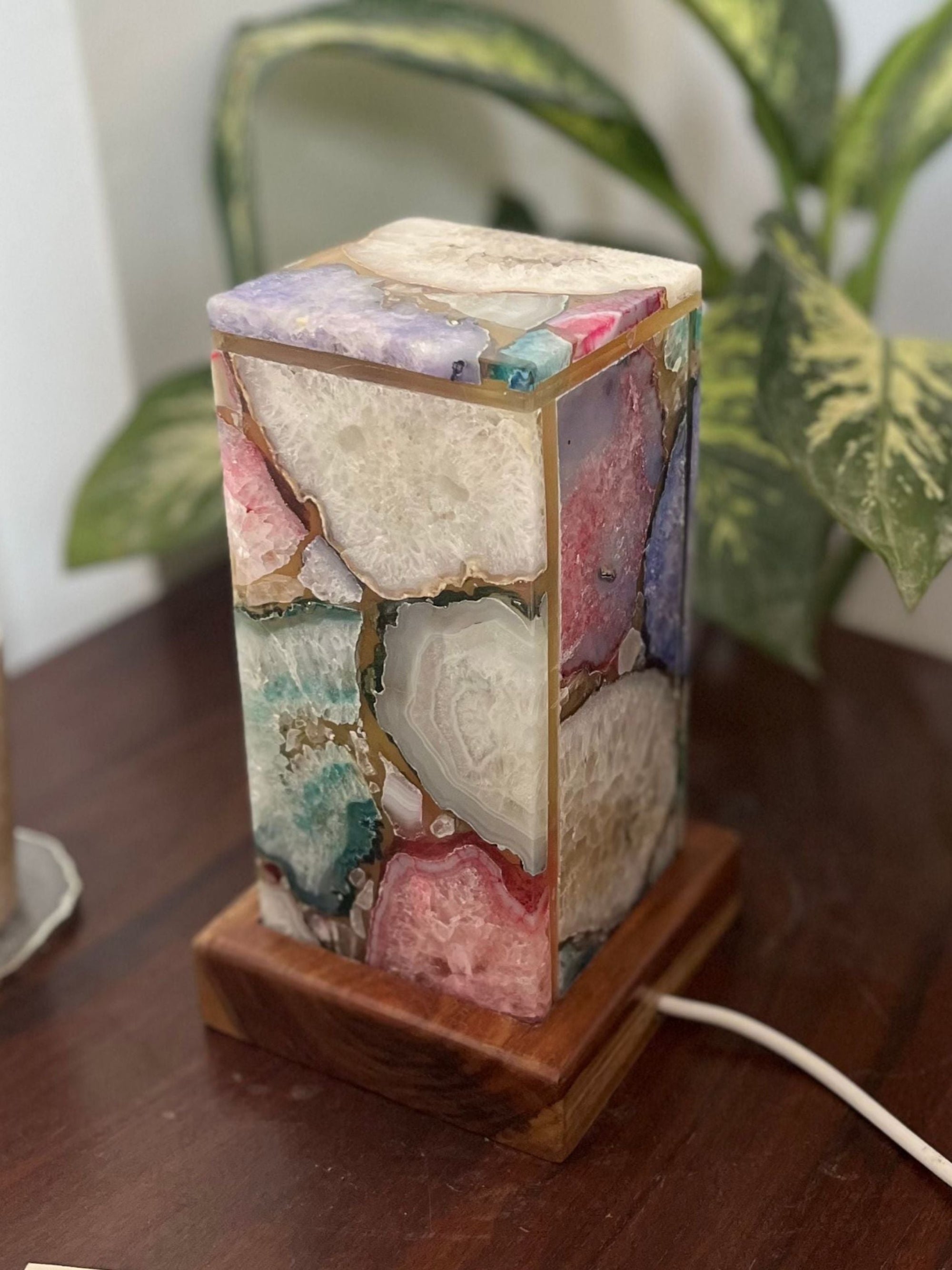 Multicolour Agate Table Lamp