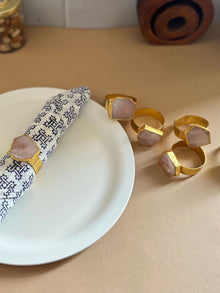 Natural Rose Quartz Napkin Rings( Set of 6)
