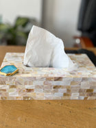 Mother of Pearl Tissue Box Holder with Agate
