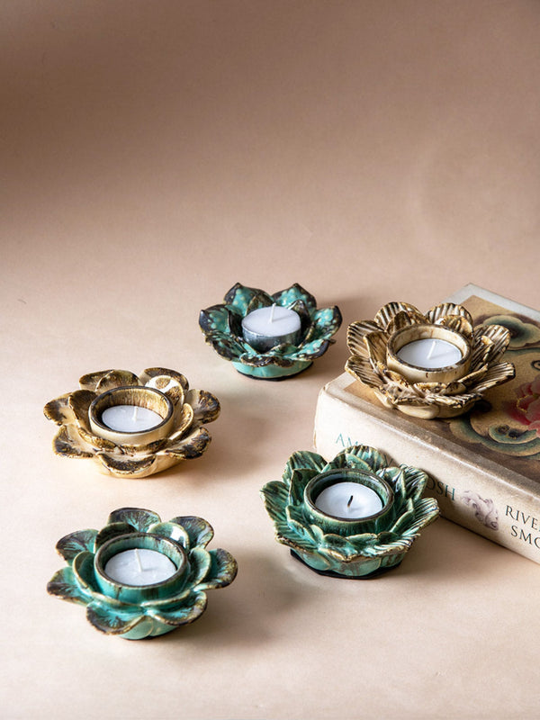 Festive Tea Light Holders Gift Box - Set of 5