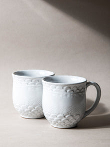 White Etched Mug