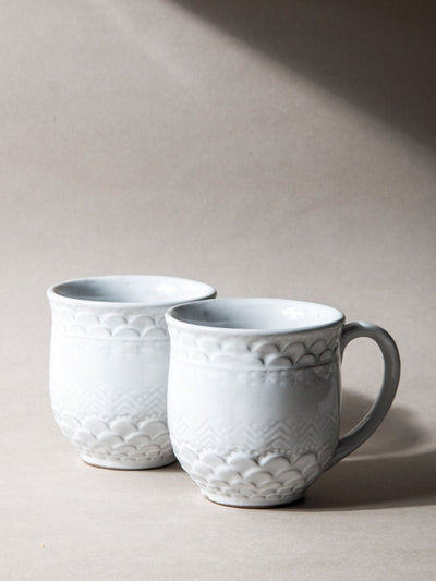 White Etched Mug
