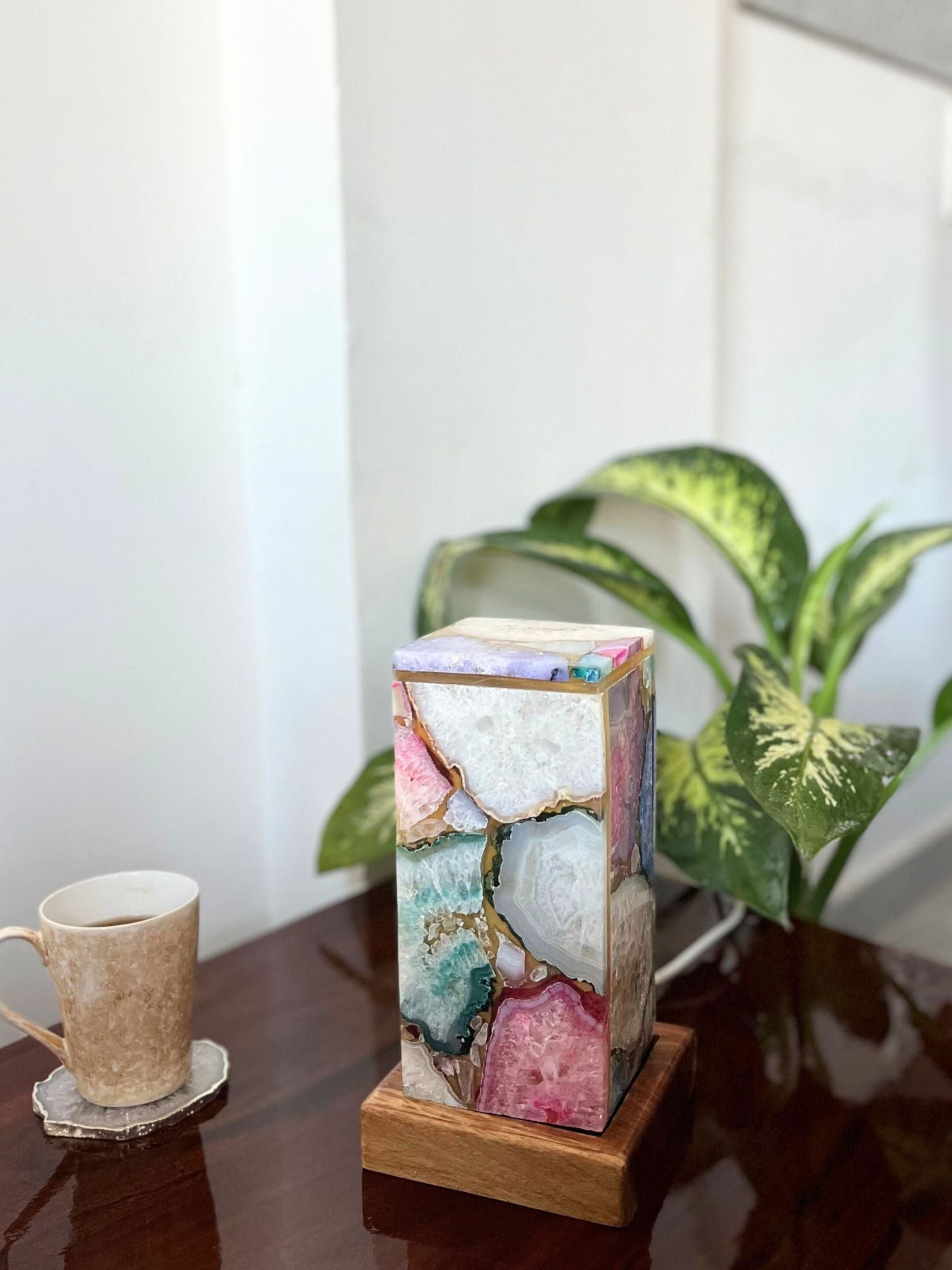 Multicolour Agate Table Lamp
