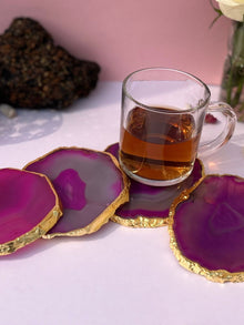 Brazilian Agate Coaster (Yellow Gold Plating)