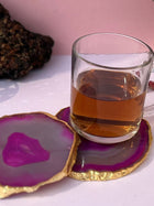 Brazilian Agate Coaster (Yellow Gold Plating)