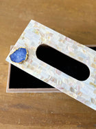 Mother of Pearl Tissue Box Holder with Agate