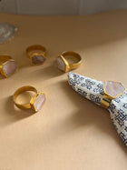 Natural Rose Quartz Napkin Rings( Set of 6)