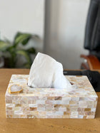 Mother of Pearl Tissue Box Holder with Agate
