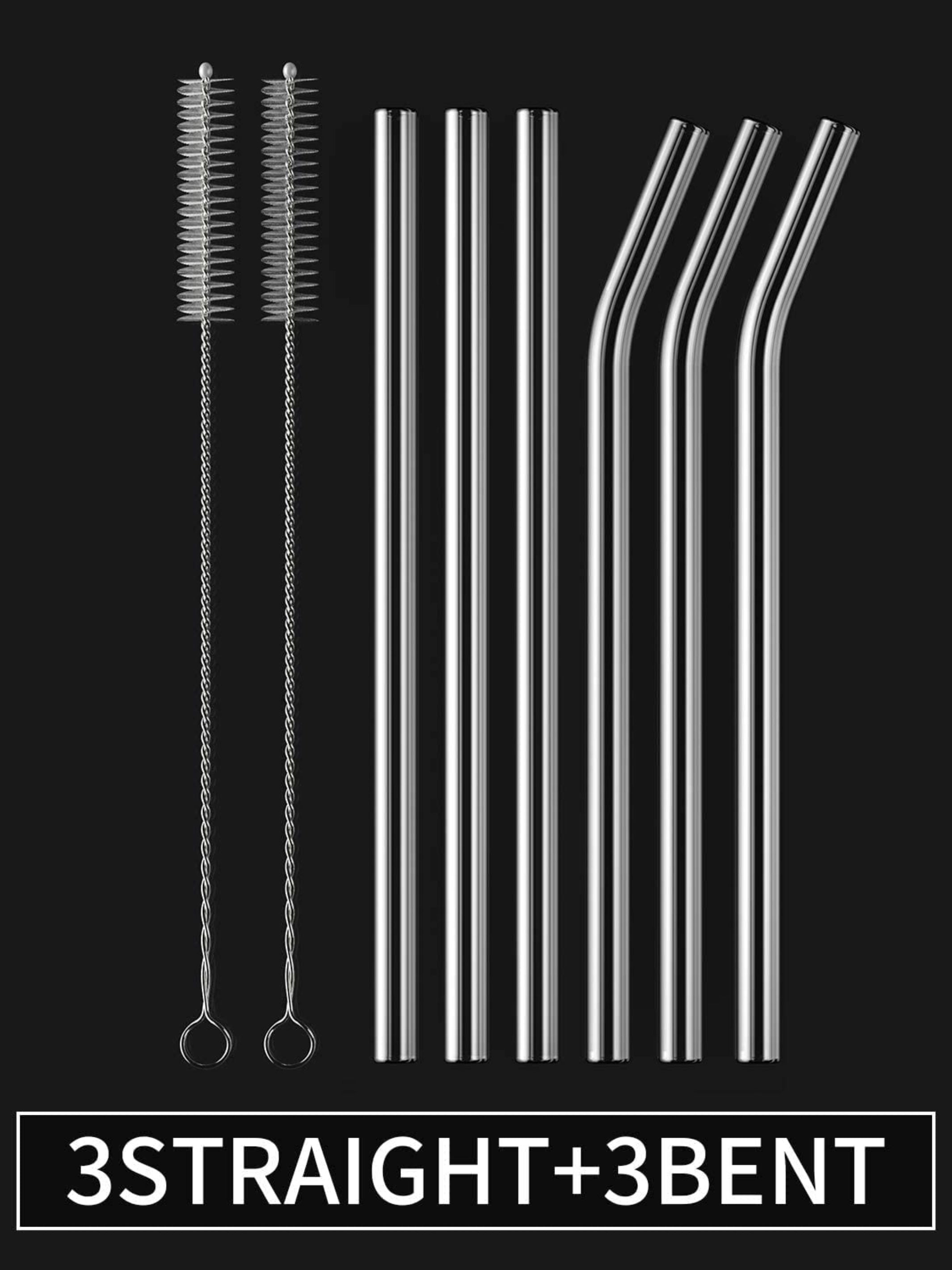 Clear Transparent Glass Straws 6 pcs