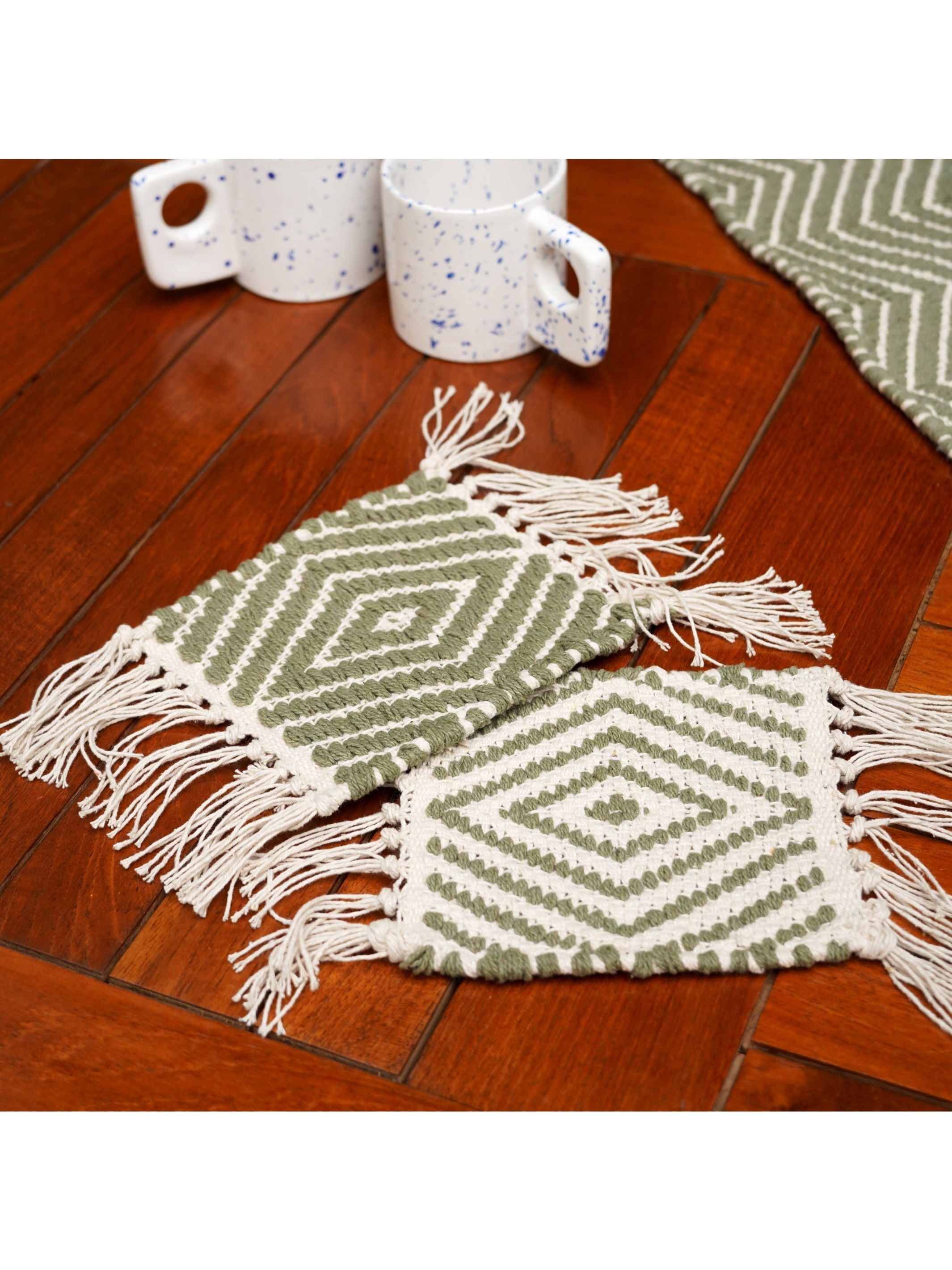 Handwoven Reversible Mug Rugs Set of 2
