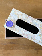 Mother of Pearl Tissue Box Holder with Agate