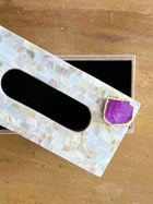 Mother of Pearl Tissue Box Holder with Agate