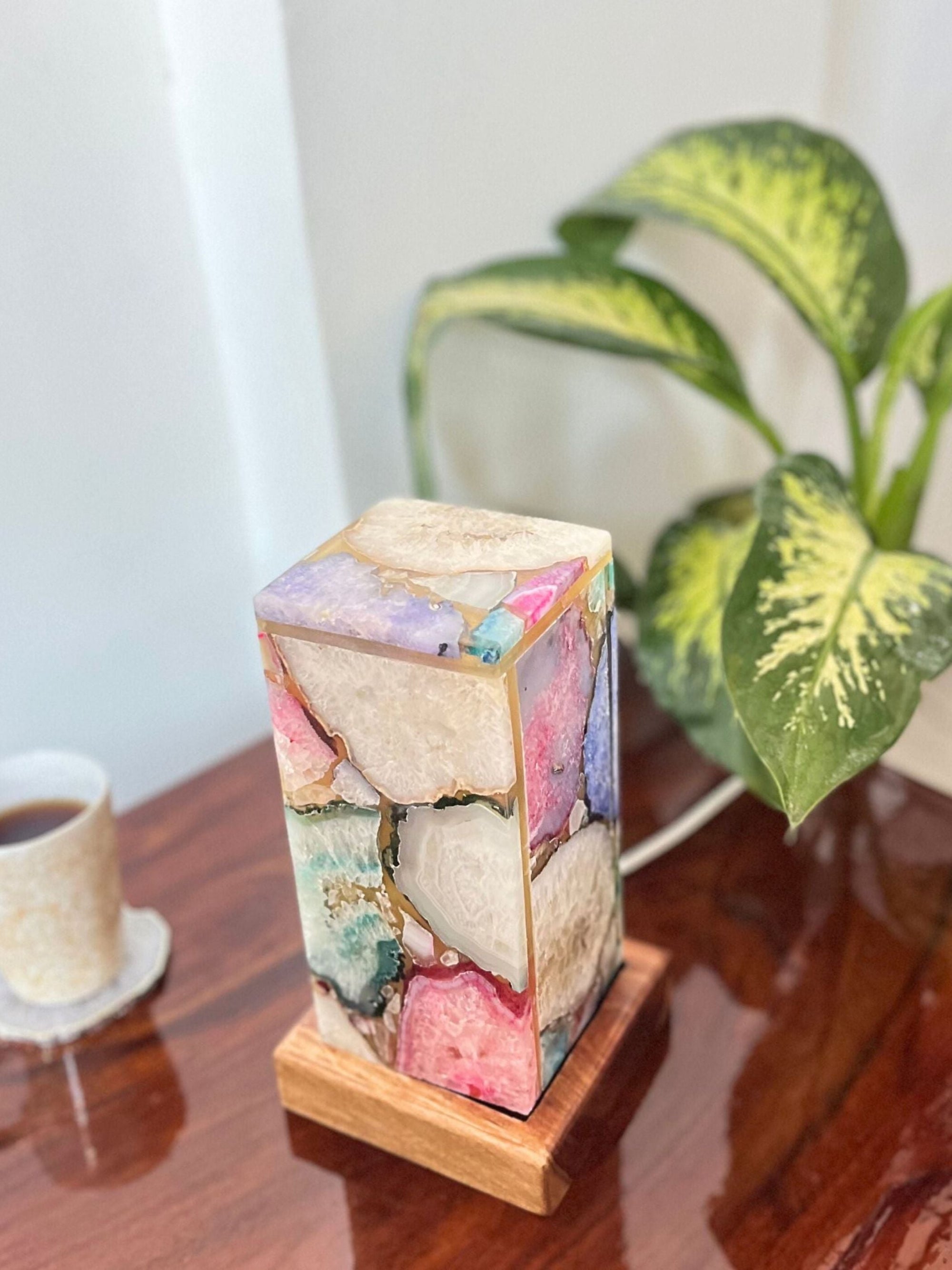 Multicolour Agate Table Lamp