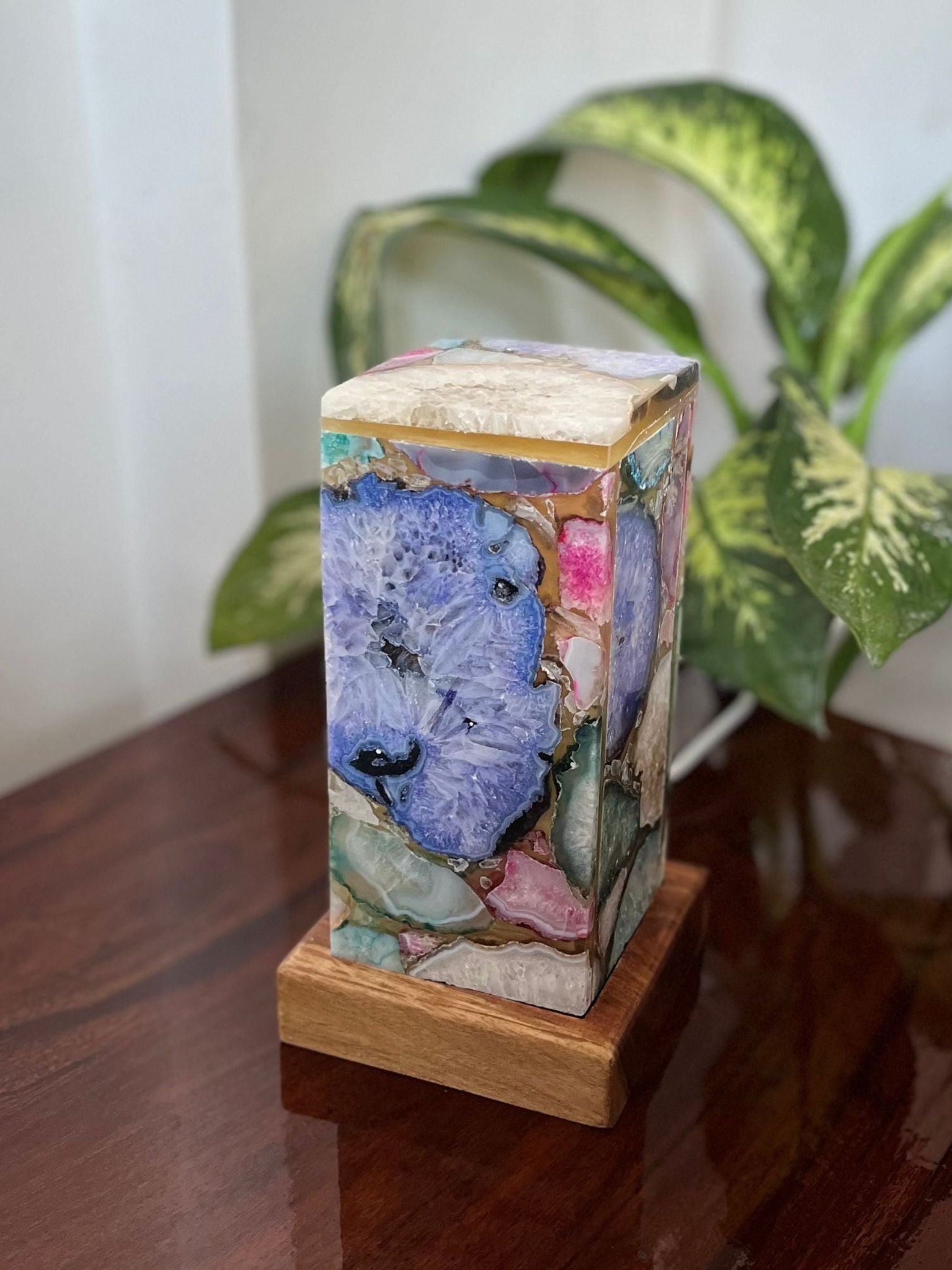Multicolour Agate Table Lamp