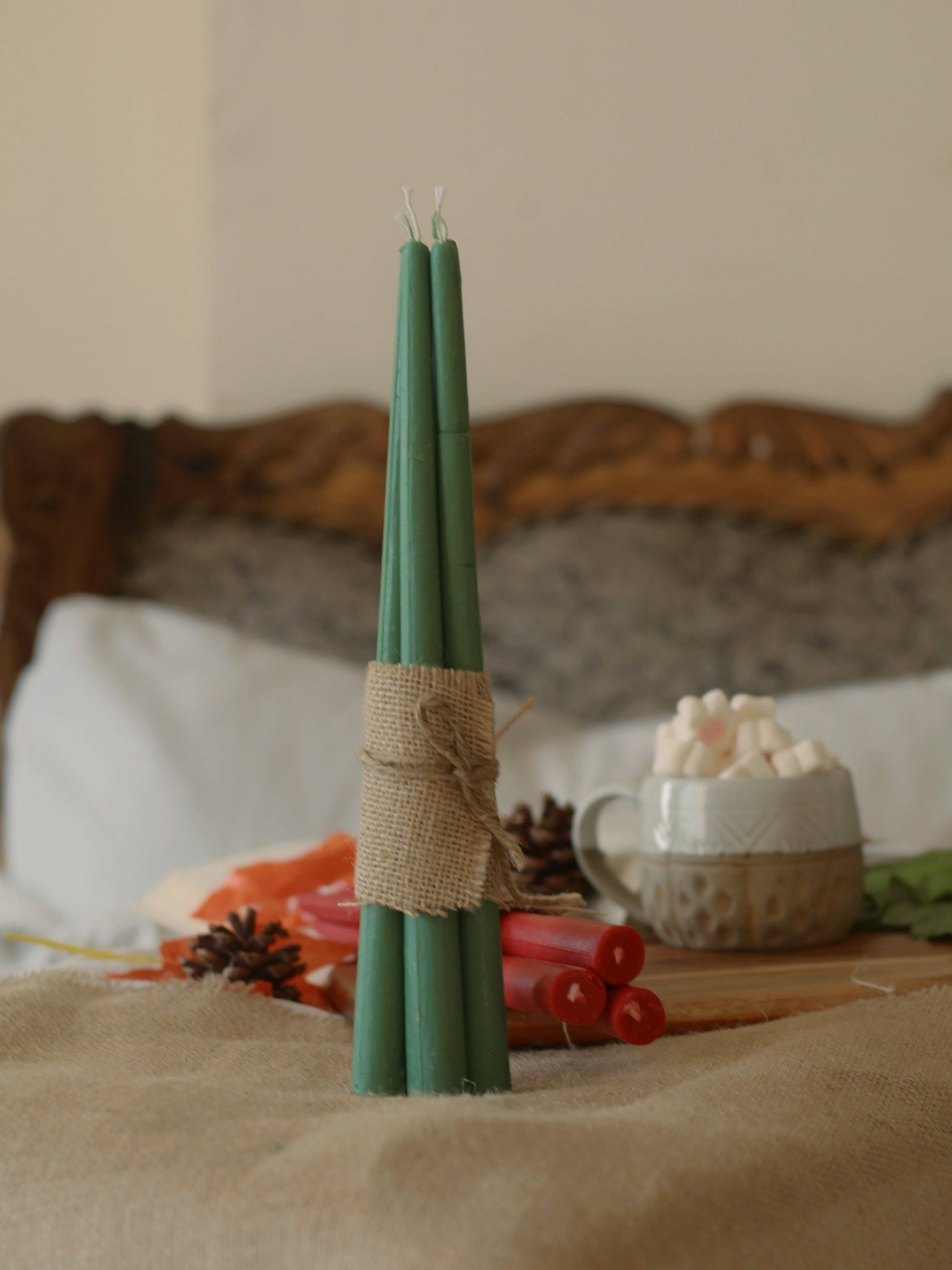 Green Taper Candle | Set of 5