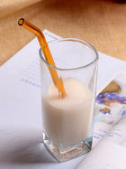 Amber Transparent Glass Straws 6 pcs with brush