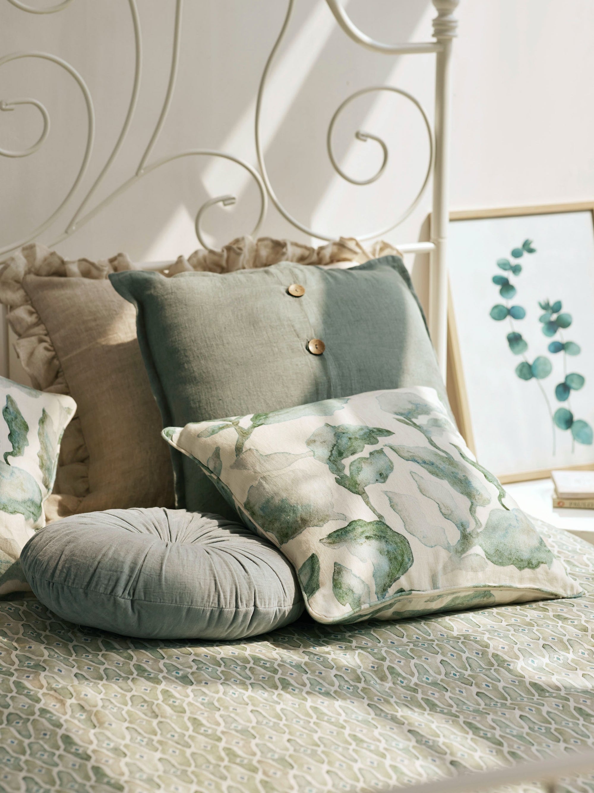 Bedcover - Mosaic Sage Linen