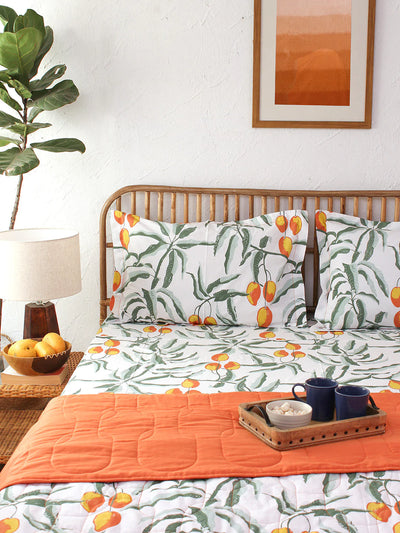 Amra Rust Bedsheet with Pillow Cover