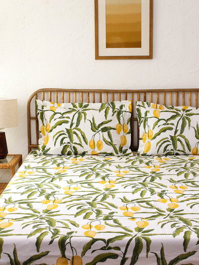 Amra Yellow Bedsheet with Pillow Cover