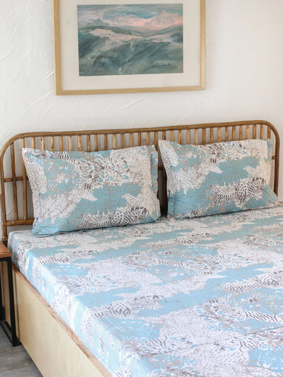 Mashak Blue Bedsheet with Pillow Cover