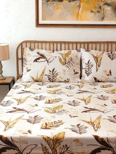 Vanam Brown Bedsheet with Pillow Cover