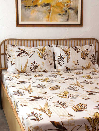 Vanam Brown Bedsheet with Pillow Cover