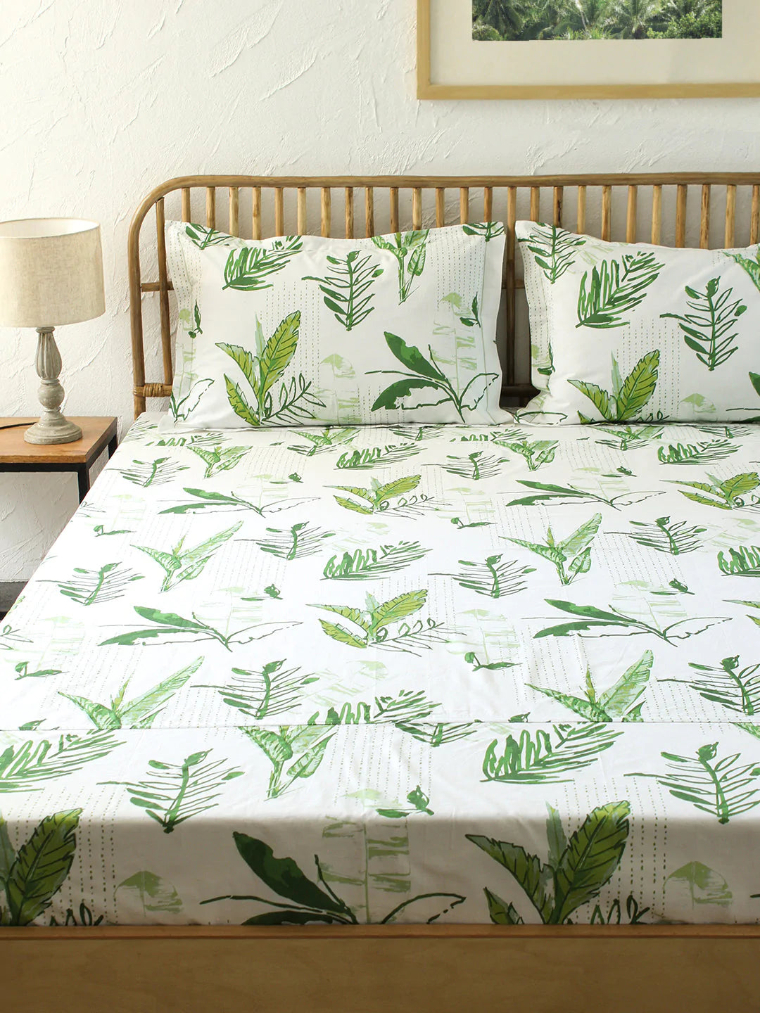 Vanam Green Bedsheet with Pillow Cover