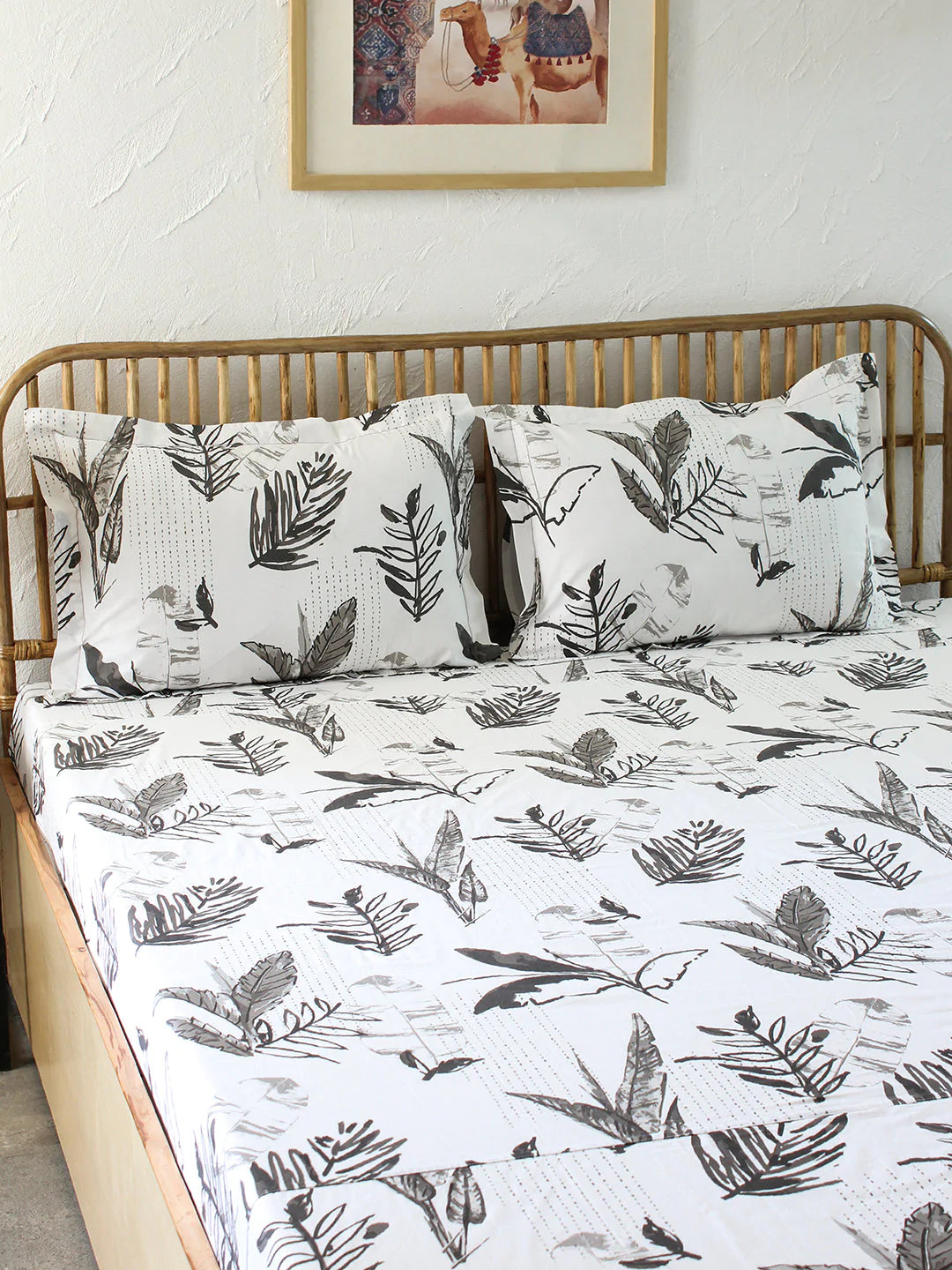 Vanam Grey Bedsheet with Pillow Cover