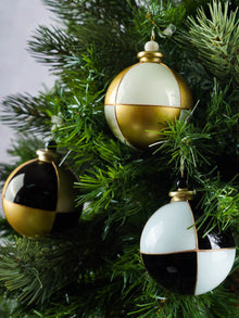 Black white and gold Christmas Ornaments