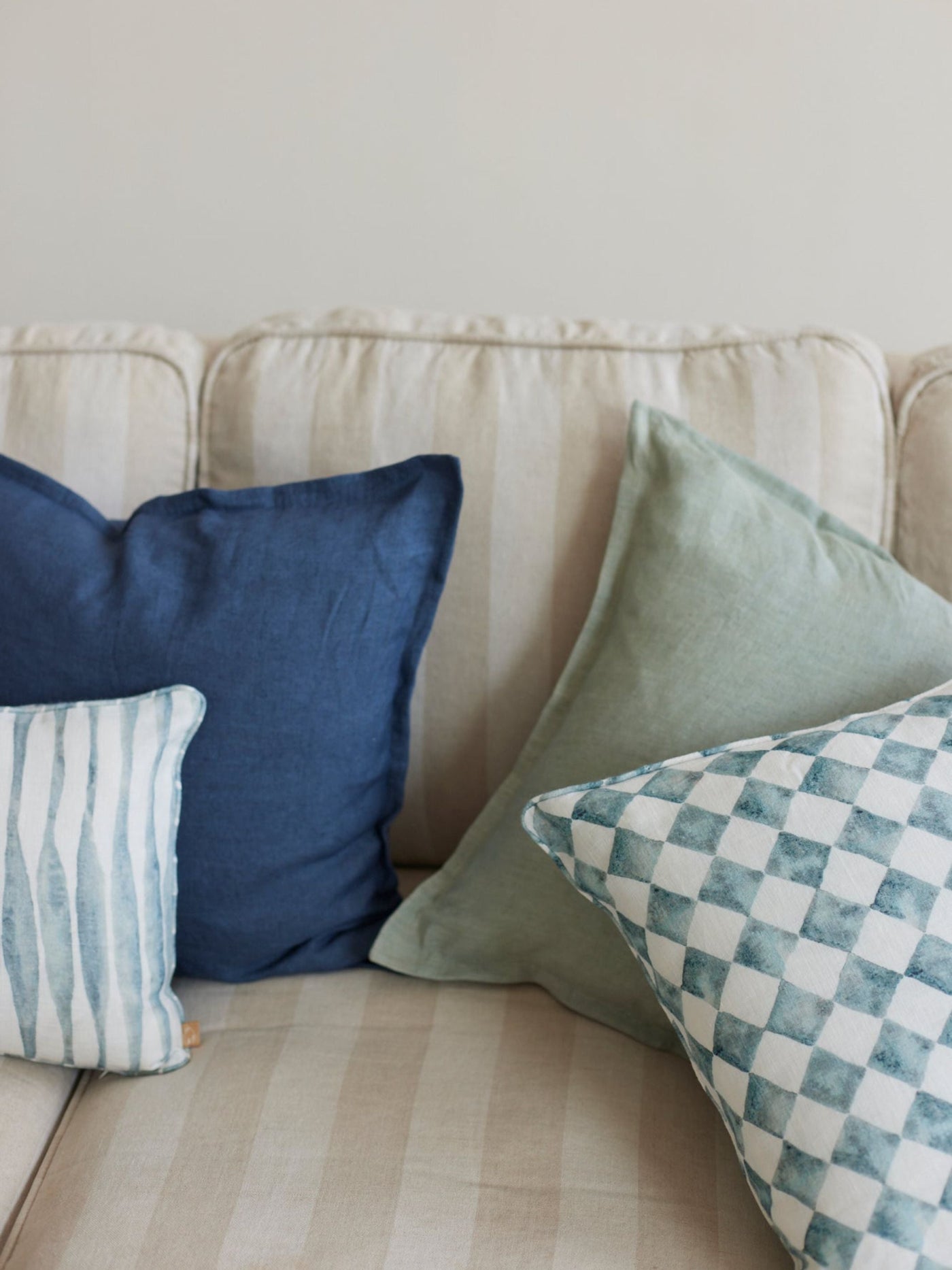 Cushion Cover - Checker Blue Oblong