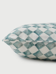 Cushion Cover - Checker Blue Oblong